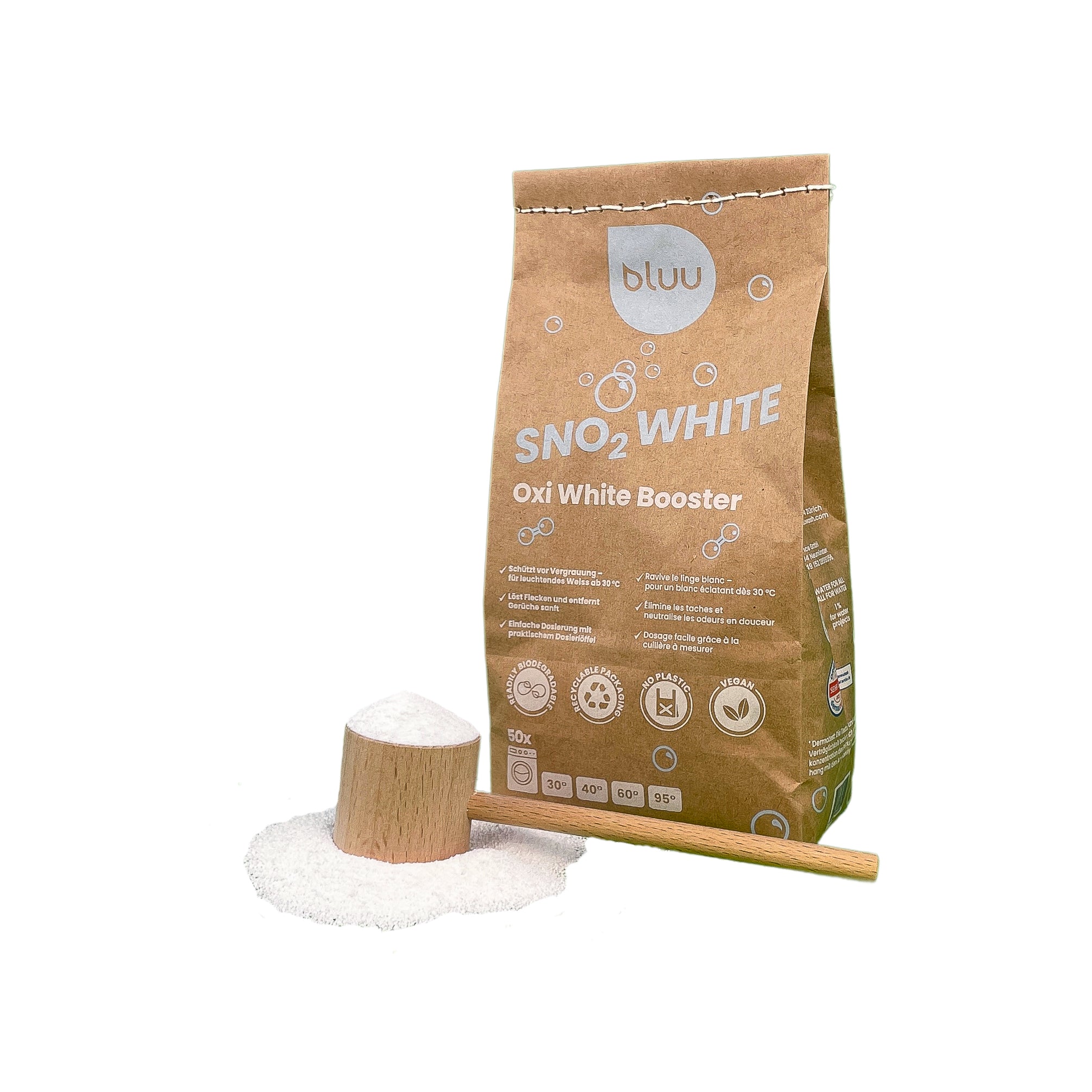 bluu snO2 white avec cuillère à mesurer