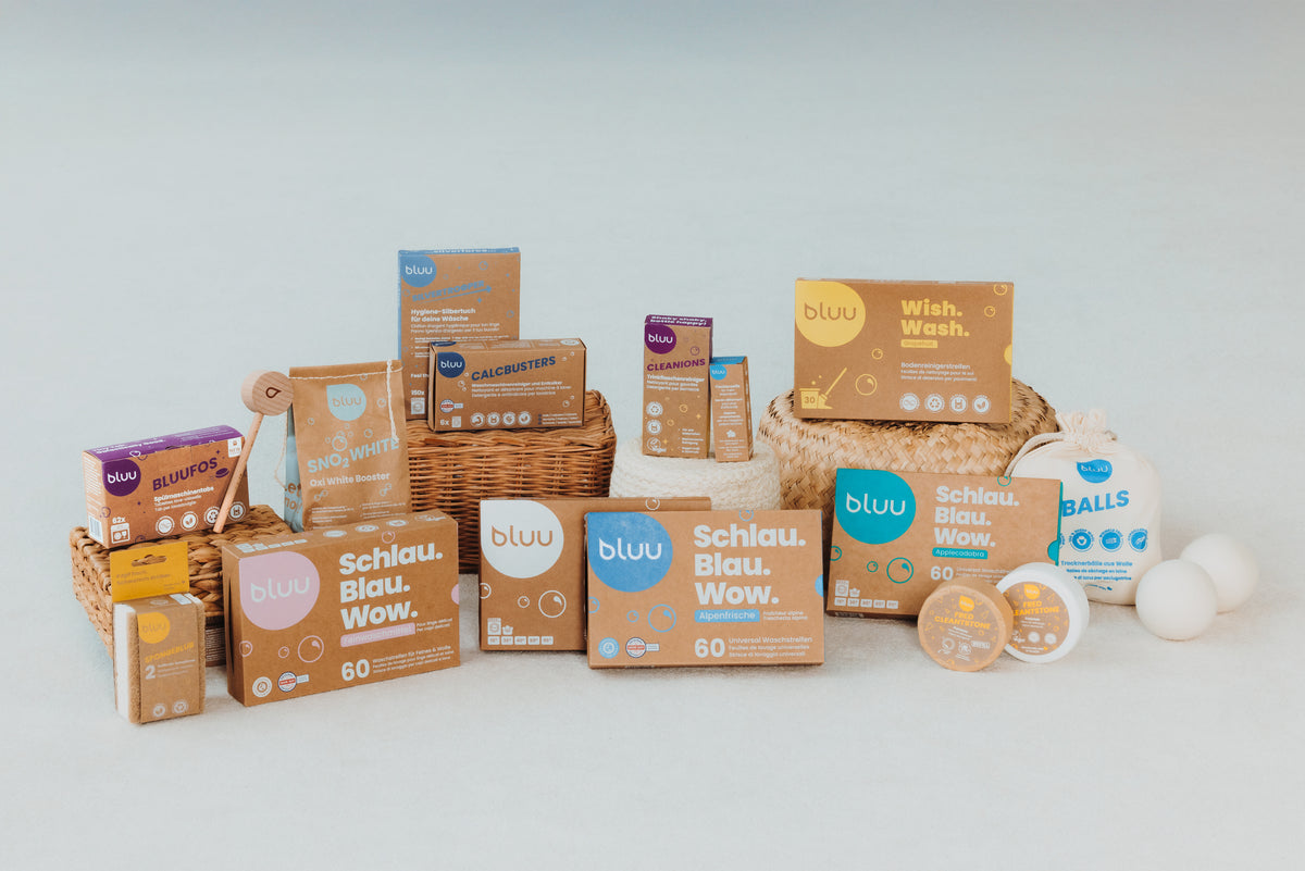 Das bluu Sortiment – Verpackungen für Waschen, Spülen und Reinigen