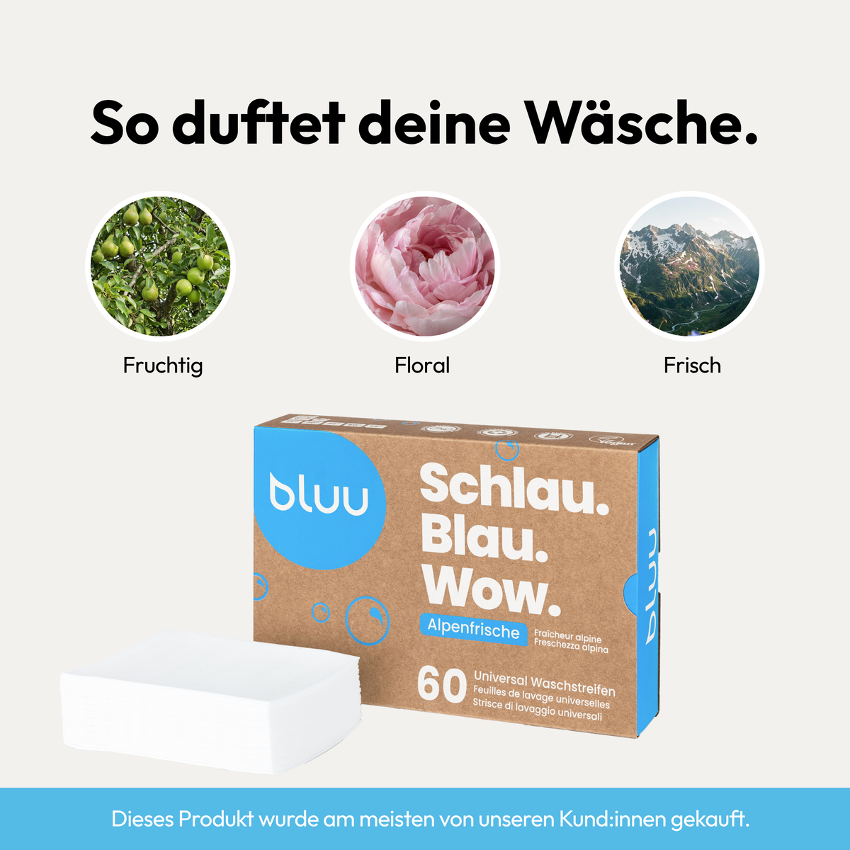So duftet deine Wäsche – bluu Waschstreifen Alpenfrische mit den Duftnoten Frosting, Floral und Frisch