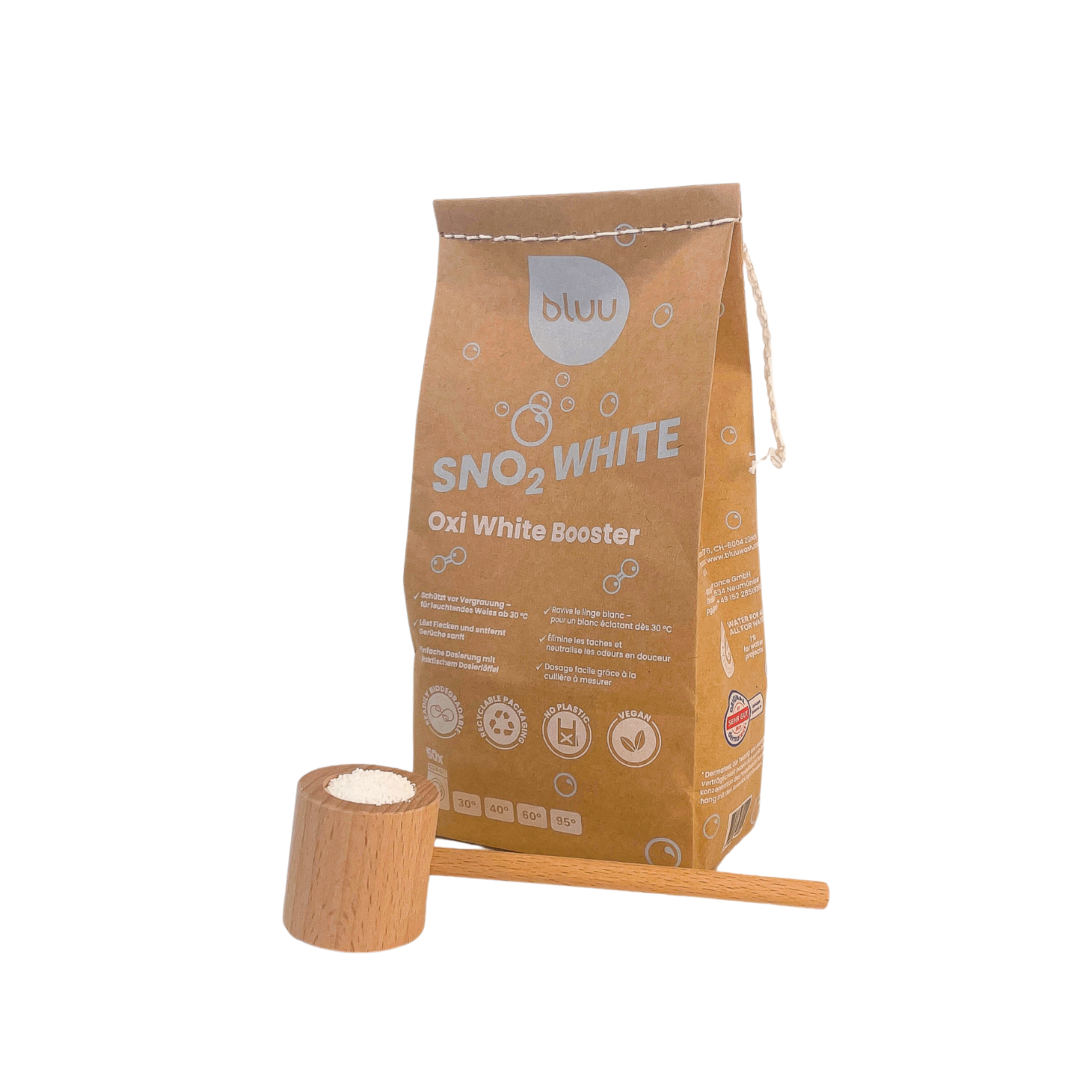 bluu snO2 white avec cuillère à mesurer