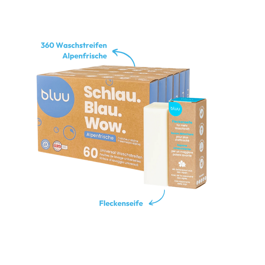 Wasch-Set Family mit Waschstreifen Alpenfrische und Fleckenseife