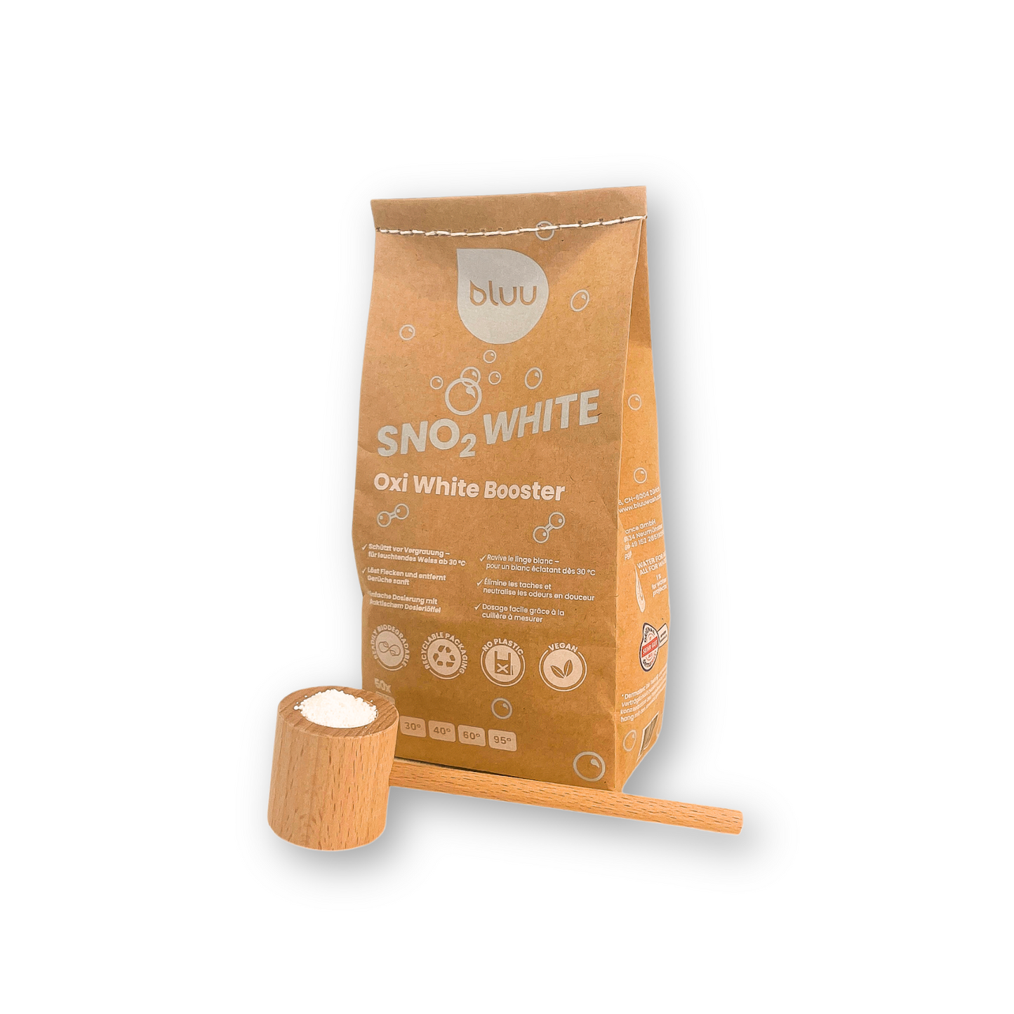 bluu snO2 white avec cuillère à mesurer